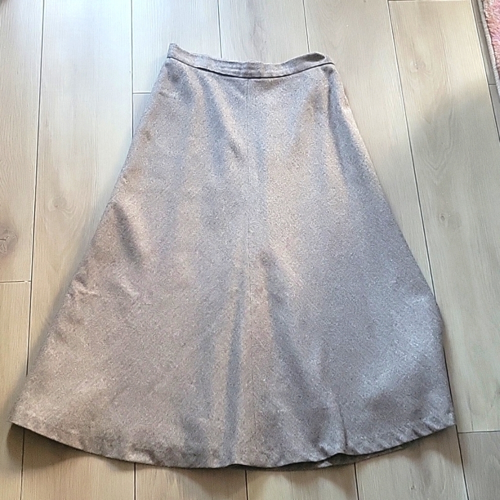 Vintage Shimmery Pale Pink A-Line Midi Skirt